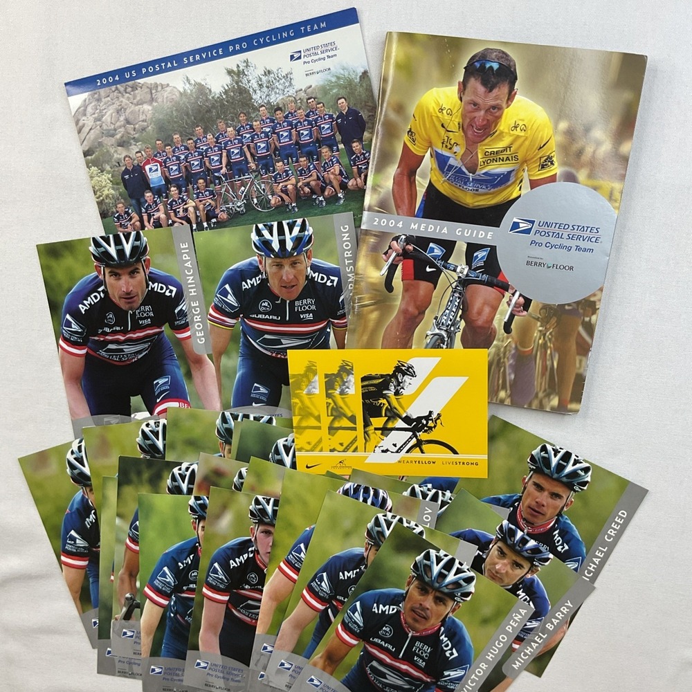 2004 USPS Pro Cycling Team Media Guide Lance Armstrong George Hincapie Collector